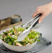 HOTEC Konyhai Fogó Szett, 23 és 30,5 cm, Hőálló Szilikon Nyéllel, Rozsdamentes Acél BBQ Csipesz, Zárható, Csúszásmentes, Mosogatógépben Mosh 4