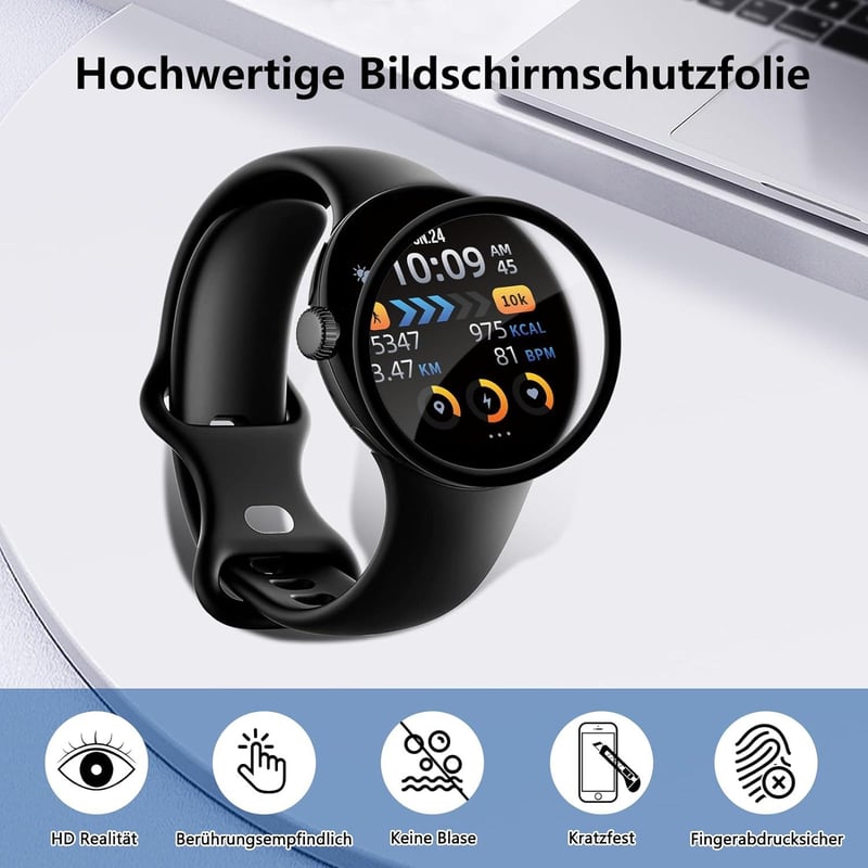 Google Pixel Watch Ütésálló HD Üvegfólia Szett - 2db Buborékmentes Képernyővédő