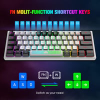 Redragon Mini 60% RGB Gamer Billentyűzet, Fehér-Fekete, 62 Gombos, PC/Mac 8