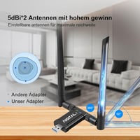 Aigital WiFi Adapter 1200 Mbit/s DualBand USB 3.0 - Vezeték nélküli hálózati vevő 2 antennával, dokkoló állomással laptophoz, PC-hez, Window 6