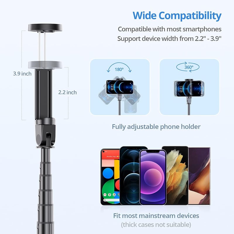 ATUMTEK 150cm-es TikTok Szelfibot iPhone és Android Telefonokhoz, Videózáshoz