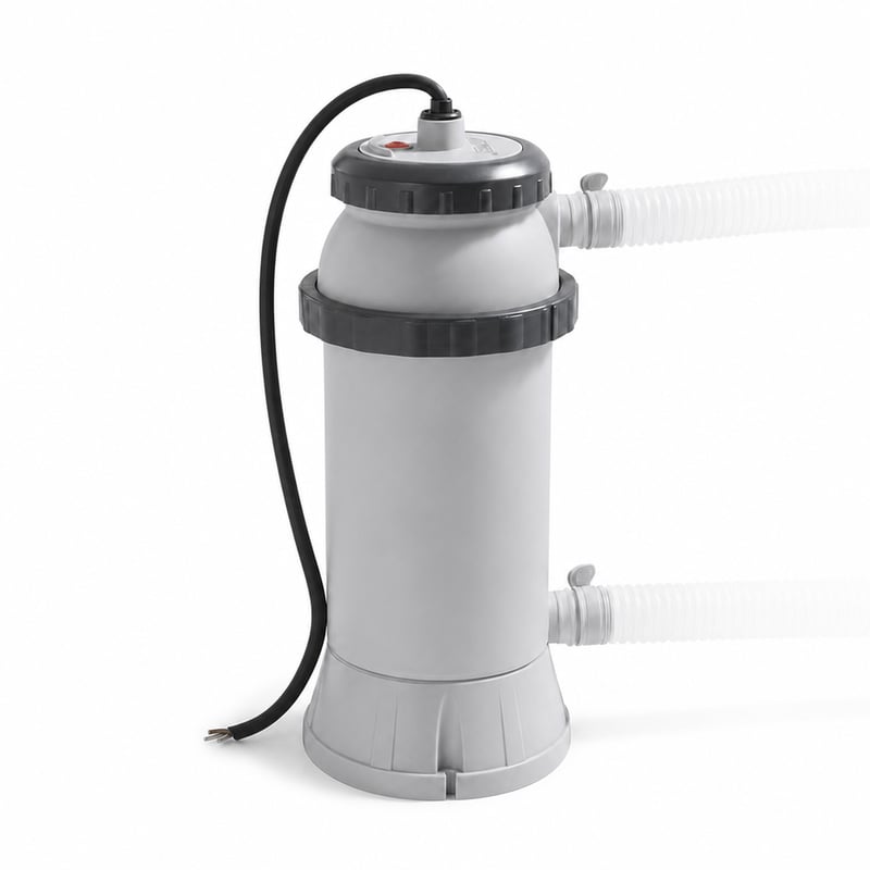 Intex elektromos medencefűtő HT30220 – Ø 25x45 cm – Easy Set és — hibás, részben működik: törött csatlakozódugó (állapot: lásd a 2. képet)