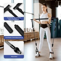 ALongSong Pilates rúd szett kezdőknek - 4 gumiszalaggal, ajtórögzítővel, otthoni edzéshez (Fekete) 4