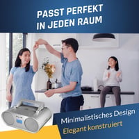 KLIM Boombox B4 Hordozható CD Lejátszó AM/FM Rádióval, Bluetooth, USB, MP3 Funkcióval, Újratölthető Akkumulátorral, Távirányítóval és Digitá 7