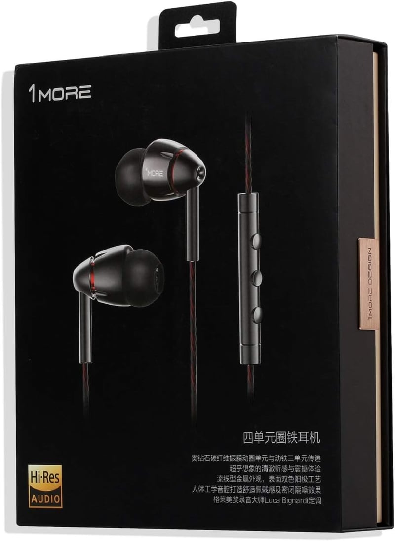 1More Dual Driver Fülhallgató - Könnyű In-Ear Fejhallgató Kettős Meghajtóval, Mély Basszussal, Beépített Mikrofonnal, 18,5g