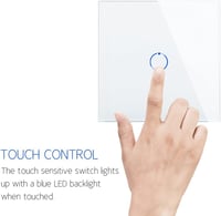 Întrerupător tactil de perete CNBINGO - Comutator electric cu panou din sticlă albă, indicator LED de stare - Capacitate de încărcare 800W - Montare încastrată, 2 căi 7