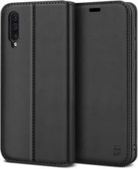 BEZ Samsung Galaxy A50 / A30s Flip Tok - Prémium Műbőr Védőtok Kártyatartóval, Állvánnyal és Mágneses Zárral - Fekete 1
