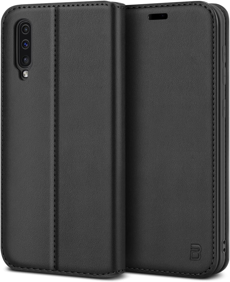 BEZ Samsung Galaxy A50 / A30s Flip Tok - Prémium Műbőr Védőtok Kártyatartóval, Állvánnyal és Mágneses Zárral - Fekete