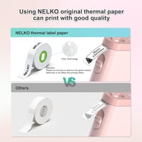 Nelko P21 rózsaszín Bluetooth címkenyomtató, hordozható öntapadós etikett készítő iOS/Android 9