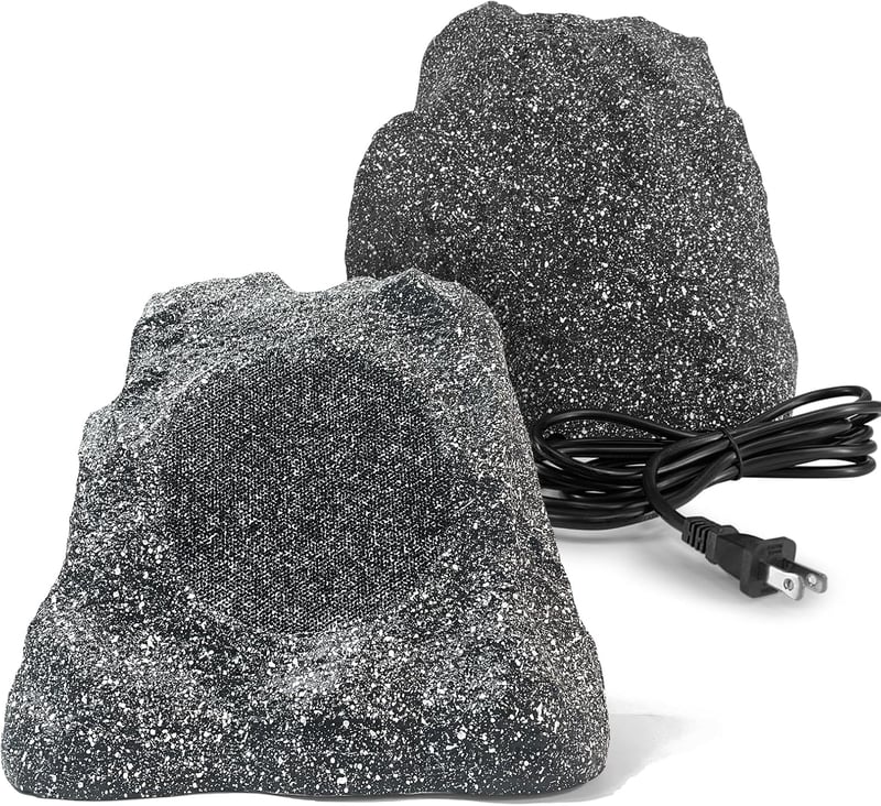 Herdio 6.5" Kőhatású Kültéri Bluetooth Hangszóró Szett - Vízálló IPX6, 400W, Dizájn Kertbe, Teraszra, Medencéhez (2db)
