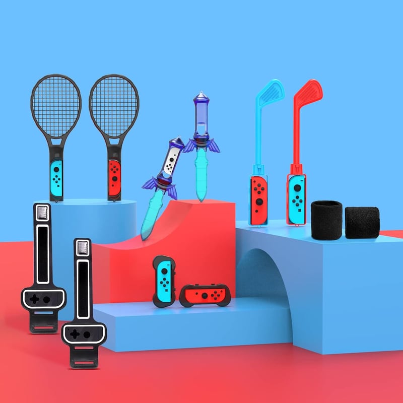 BootyBay 12 az 1-ben Nintendo Switch Sport Kiegészítő Készlet - Családi Játékcsomag Tennis, Golf és Kard Tartozékokkal Switch és OLED Konzol