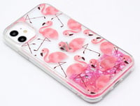 Apple iPhone 11 Rózsaszín Flamingós Csillogó Folyadékos Tok 3