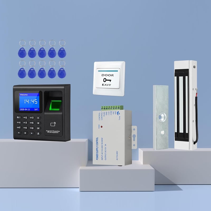 ReaIOKbii 125KHz RFID Beléptető Rendszer - 180kg Mágneszárral, Kódzárral, 10db Kulcstartóval, Tápegységgel - Falra szerelhető Ajtóvezérlő Ké