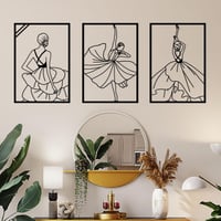 ESTART Fekete Fém Minimalista Női Táncos Fali Dekoráció 3 db-os Szett 4