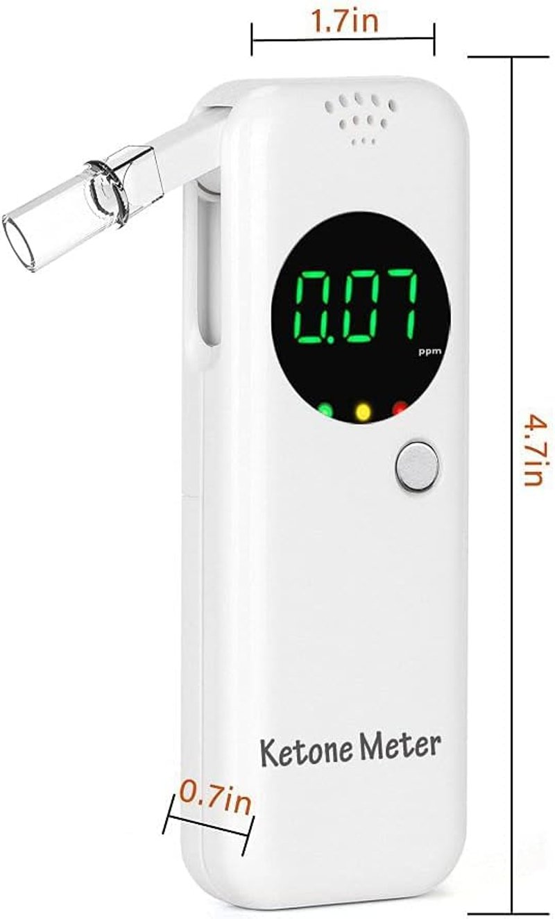 Ketone Atemtester Digitális Ketózis Légzésmérő, Hordozható Ketonteszter 10 Cserélhető Szájrésszel, Ketogén Diétához, Fehér