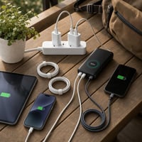 Nabíjací set na cesty: 20W nabíjačka + 2x 2m kábel + 0,9m kábel + 20000mAh powerbanka 1