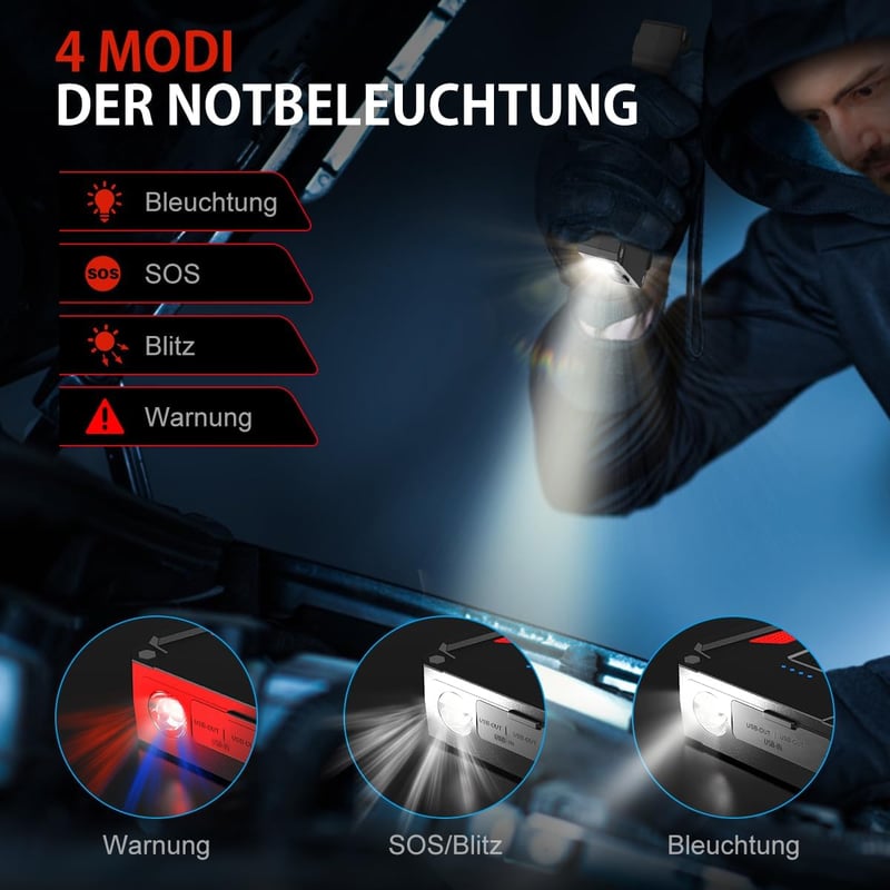 Buture Pro BR300 Hordozható Autós Bikázó 2500A - Indításrásegítő Powerbank 8.0L Benzin/7.0L Dízel Motorokhoz, LED Lámpával, Gyorstöltéssel