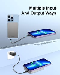 HINOVO MagSafe Powerbank 10000mAh - 20W PD Gyorstöltés iPhone 15/14/13/12 Sorozathoz, Vezeték Nélküli Fém Külső Akkumulátor 6