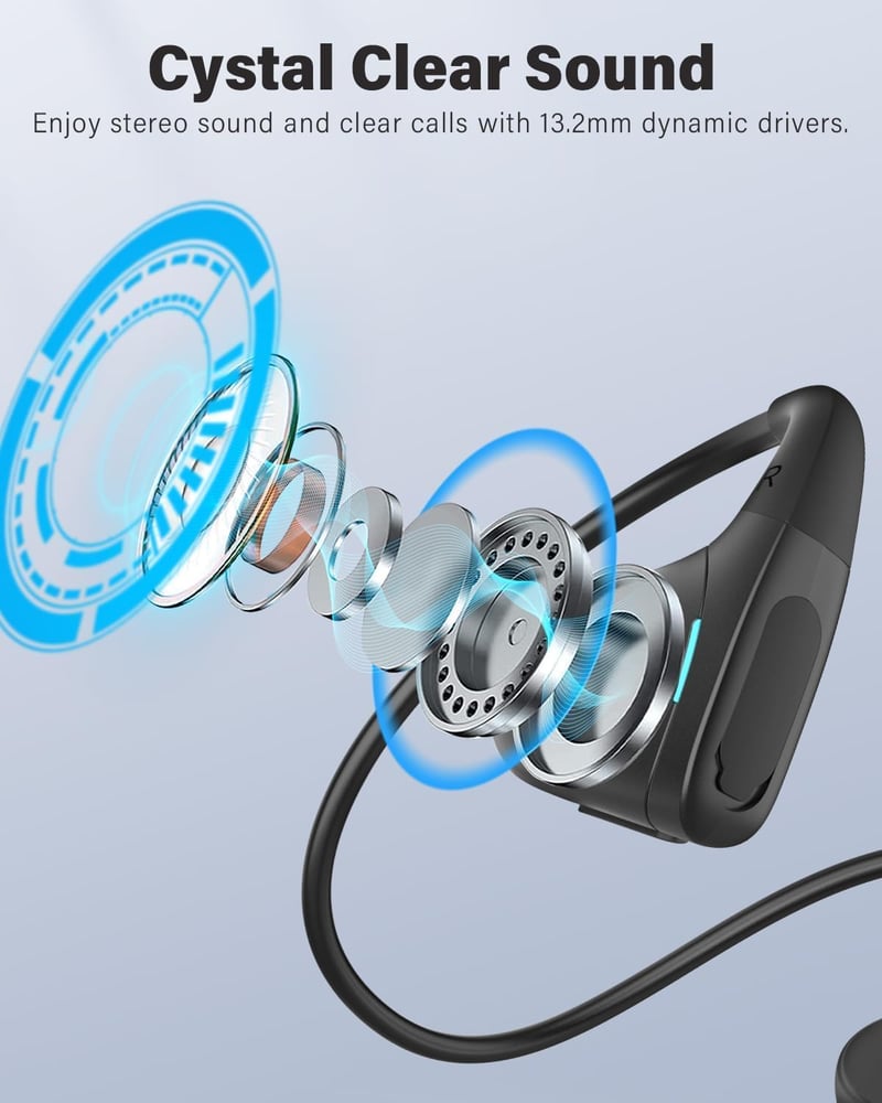 SANOTO csontvezető Bluetooth 5.3 sport fülhallgató, vízálló, összecsukható, könnyű