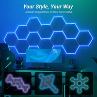 TONOR RGB Akusztikai Panel Szett 12db - 32x28x1,2cm Öntapadós Hangszigetelő Lapok Applikációval Vezérelhető Világítással - Stúdió, Podcast,  5