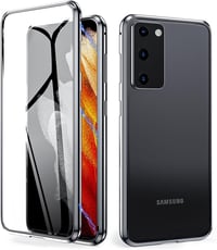Samsung Galaxy S20 FE IBEX mágneses tok - 360°-ban forgatható, fémkeretes ütésálló védőtok dupla üveggel 1