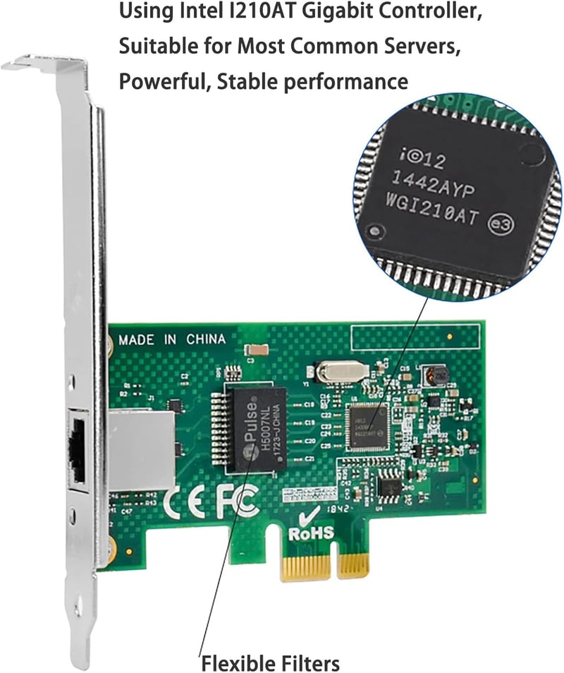 Intel I210AT PCI Express Gigabit Ethernet hálózati kártya, PXE támogatással, túlfeszültség védelemmel