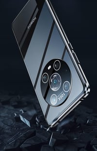 Honor Magic 5 Lite mágneses tok - 360°-os zöld alumínium keret üveg hátlappal 5