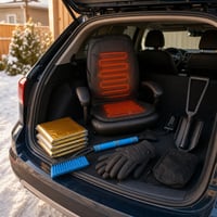 Pachet auto de iarnă: răzuitor + lopată zăpadă + mănuși + 5 pături urgență + pernă încălzită 1