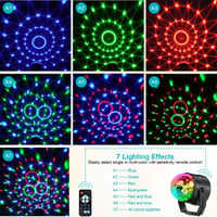 URAQT LED Diszkógömb Szett - 2 db 360° Forgó Partyfény Távirányítóval, 7 RGB Színmód, Zenére Változó Fények Gyerekeknek, Halloween, Karácson 6