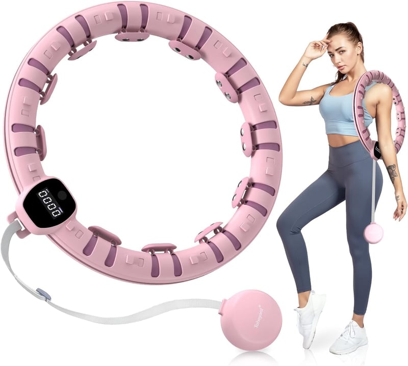 Bubbacare Okos Fitness Karika 16 Levehető Résszel - Állítható Súlyú Fogyasztó Hula Hopp Digitális Kijelzővel, 360° Masszázs, Otthoni Edzéshe