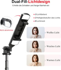 ASHINER 180cm-es LED fényes szelfibot állvánnyal, iPhone és Android kompatibilis 4