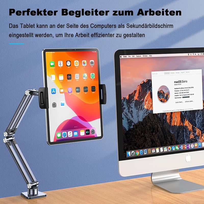 nediea Univerzális Tablet Tartó Ágyhoz és Asztalhoz - 360° Forgatható, Összecsukható Állvány iPad/Kindle/Switch Készülékekhez, 4-12,9" Méret