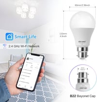 DiCUNO B22 Okos LED Izzó 9W - WiFi Vezérelhető, Melegfehér-Hidegfehér, RGBCW Színváltós, Alexa/Google Kompatibilis, Hub Nélküli, 2 db Csomag 4