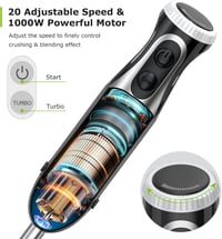 Bonsenkitchen 1000W-os Turbomixer Szett Aprítóval és Habverővel - Fekete 2