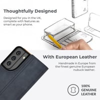 Samsung Galaxy S22 Plus kék bőr flip tok kártyatartóval és állvánnyal 6