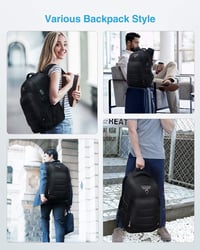 HOMIEE 17,3" Lopásbiztos Vízálló Laptop Hátizsák USB Töltőporttal, Fekete 4