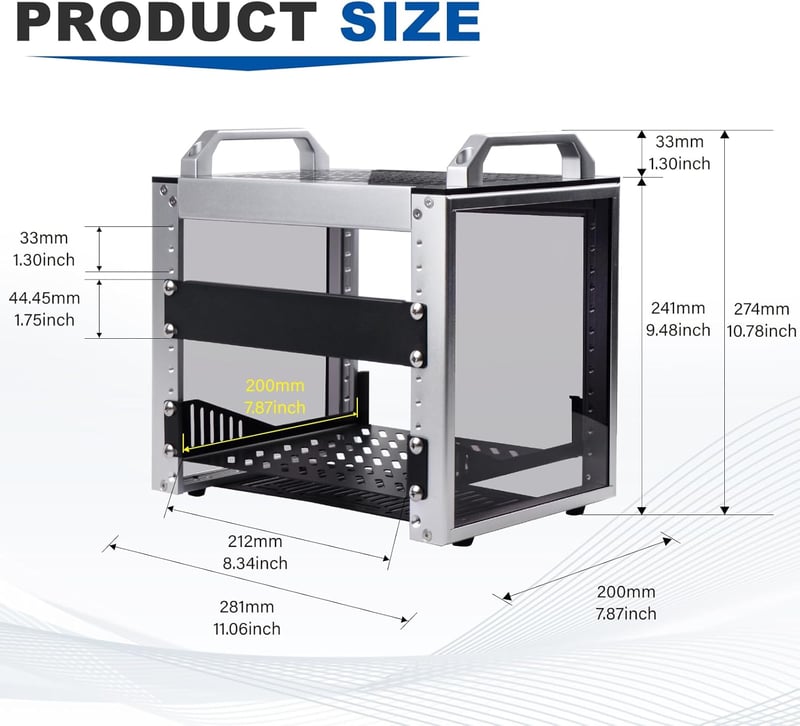 GeeekPi 4U Szerver Szekrény - 10" Rack Hálózati, Szerver és AV Eszközökhöz - DeskPi RackMate T0 Alumínium Ház Jó Szellőzéssel, Otthoni és Ir