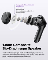 SoundPEATS Air5 Bluetooth Fülhallgató, Hi-Res/aptX Adaptive Veszteségmentes Hang, 13mm Meghajtó, 30 Órás Üzemidő, Adaptív Zajszűrés, Fekete 4