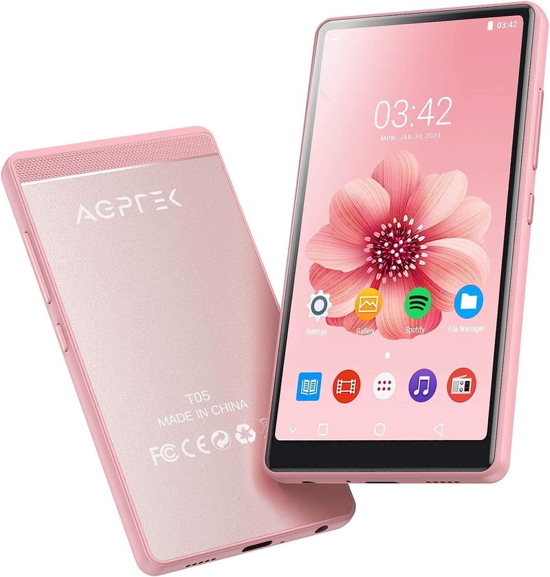 AGPTEK 4" WiFi MP4 Lejátszó Android 6.0 Érintőképernyővel, 32GB Kártyával - Rózsaszín