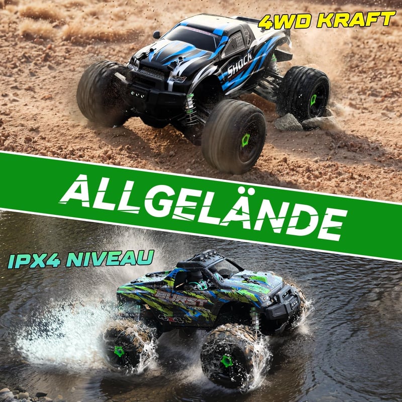 RC Távirányítós Autó 1:14 Méretarány, 75+ km/h Sebesség, 4WD Terepjáró, 2 Akkumulátor, 7 LED Fény, 2.4GHz Összkerékhajtás, 8-