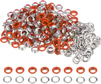 Narancssárga fém ringlik alátéttel, 200 db-os készlet, 8mm-es, scrapbookinghoz, cipőhöz, ruhához 1