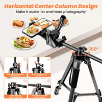 Nineigh 190 cm Alumínium Kamera Állvány - Okostelefonhoz, DSLR-hez, 360° Panoráma Fejjel, Távirányítóval, Vízszintes Fotózáshoz, Utazáshoz,  2
