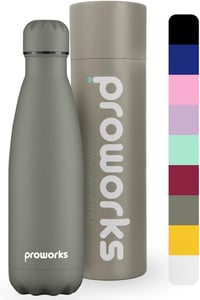 PROWORKS 1L-es rozsdamentes acél termosz, BPA-mentes, 24 órás hűtés - Szürke 1