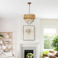 FRIXCHUR Arany Kristály Csillár - Modern 3-Szintes Mennyezeti Lámpa, 40 cm LED Függőlámpa Esőcsepp Dizájnnal, Nappali és Étkező Világítás, E 4
