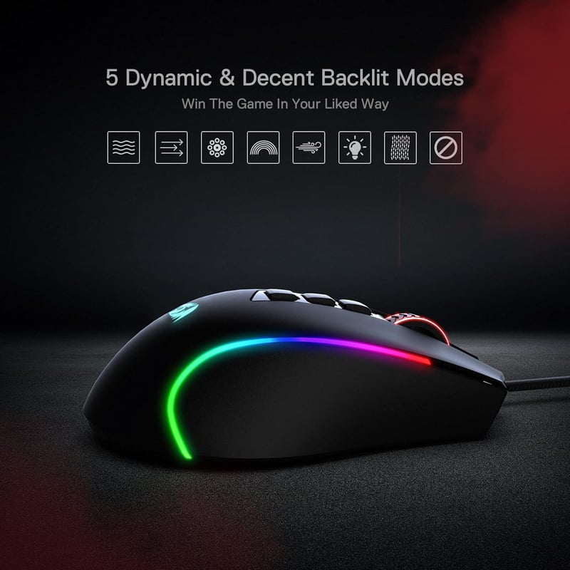 Redragon M612 Predator RGB gamer egér, 8000 DPI, 11 programozható gomb