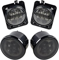 Beside_Auto LED Irányjelző és Oldalsó Jelzőfény Szett Jeep Wrangler JK JKU (2007-2018) - Sárga Fényű, Füstös Lencsés, Energiatakarékos Első 2