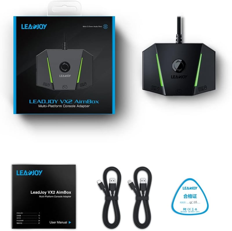 LeadJoy VX2 AimBox Billentyűzet-Egér Adapter Konverter 3,5 mm-es Audio Csatlakozóval Xbox One, Xbox Series X/S, PlayStation 4 és Switch Konz