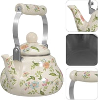 BESTonZON Vintage Teáskanna - Fehér Zománcozott Vízforraló Indukciós Főzőlapra - Retro Stílusú Hordozható Teafőző 730g 9