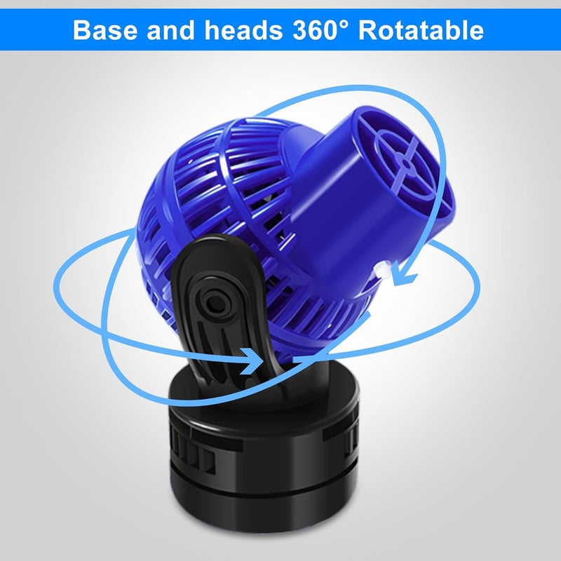 Yaobluesea IPX8 Akváriumi Áramoltató Szivattyú 4000L/h - 360° Forgatható Hullámkeltő Pumpa Édesvízi és Tengeri Akváriumokhoz, 6W, Fekete