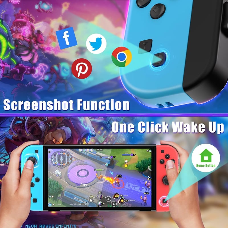Bonacell vezeték nélküli kontroller Switch-hez - Kék-piros Joy-Con pár turbó funkcióval